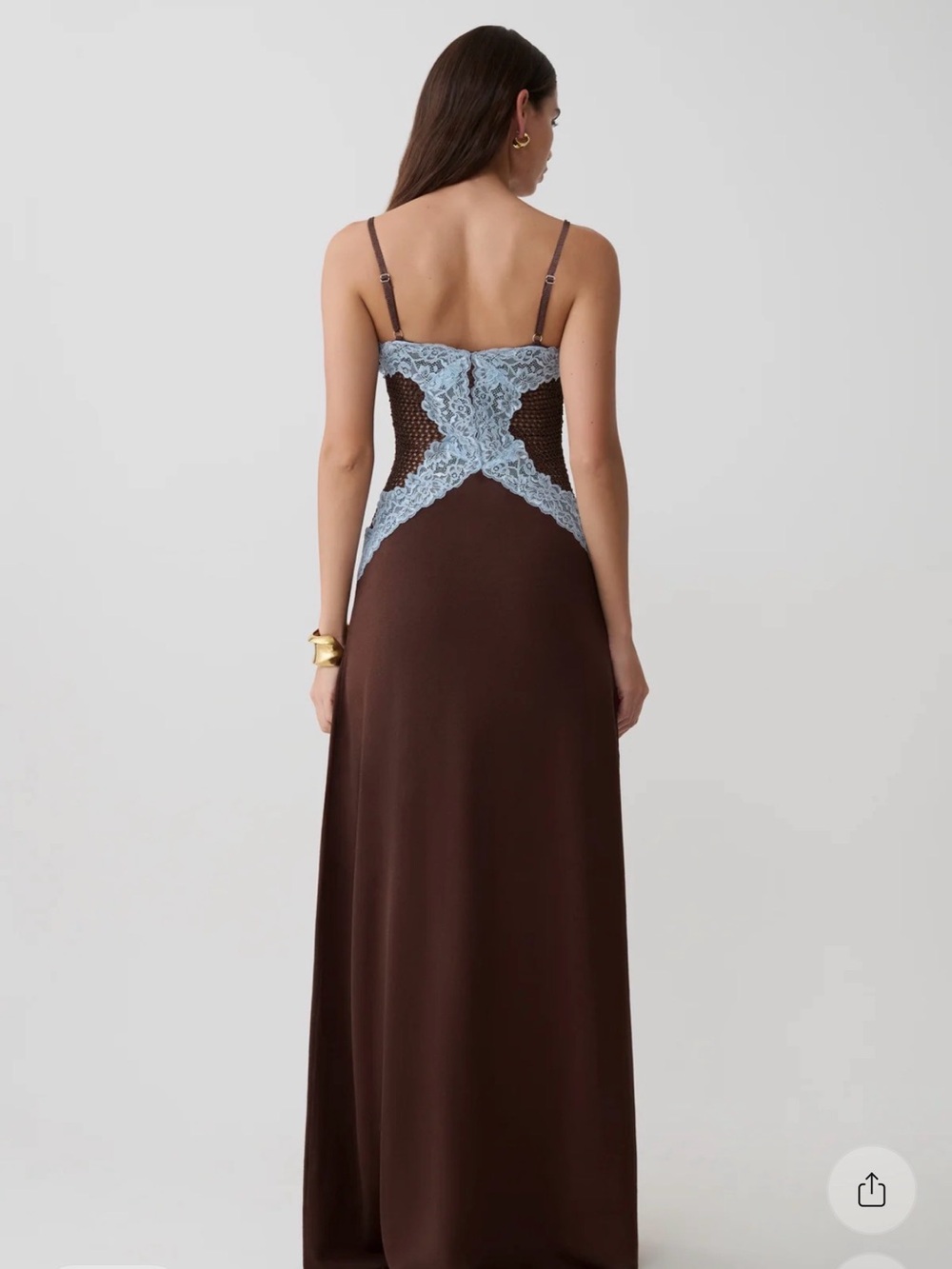MESHKI- Bray Knit & Lace Maxi Dress- Chocolate/Blue - Picture 2 of 4